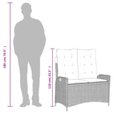 Reclining Garden Bench with Cushions Grey Poly Rattan - Extra Image