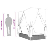 Double Sun Lounger with Roof and Curtains Light Grey Poly Rattan - Extra Image