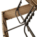 Double Sun Lounger with Cushions&Parasol Beige Poly Rattan - Low Angle