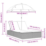 Double Sun Lounger with Cushions&Parasol Beige Poly Rattan - Extra Image