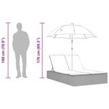 Double Sun Lounger with Cushions&Parasol Beige Poly Rattan - Extra Image