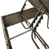 Double Sun Lounger with Cushions&Parasol Light Grey Poly Rattan - Low Angle