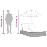 Double Sun Lounger with Cushions&Parasol Light Grey Poly Rattan - Extra Image
