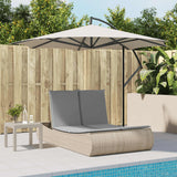 Double Sun Lounger with Cushions Beige Poly Rattan - Side View