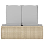 Double Sun Lounger with Cushions Beige Poly Rattan