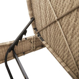 Double Sun Lounger with Cushions Beige Poly Rattan - Low Angle