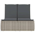 Double Sun Lounger with Cushions Light Grey Poly Rattan