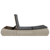 Double Sun Lounger with Cushions Light Grey Poly Rattan - 45-Degree Angle