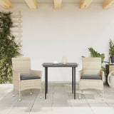 Garden Chairs with Cushions 2 pcs Light Grey Poly Rattan - Side View