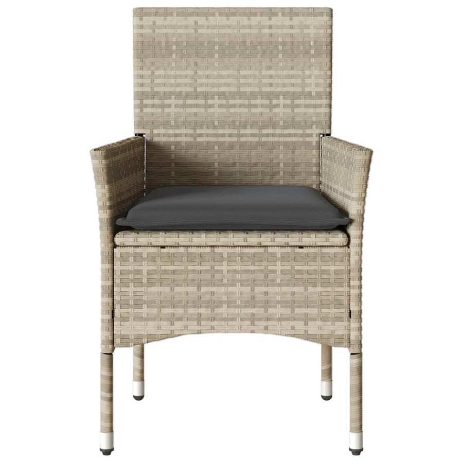 Garden Chairs with Cushions 2 pcs Light Grey Poly Rattan