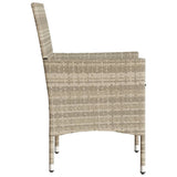 Garden Chairs with Cushions 2 pcs Light Grey Poly Rattan - Rear View