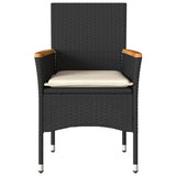 Garden Chairs with Cushions 2 pcs Black Poly Rattan - 45-Degree Angle