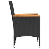 Garden Chairs with Cushions 2 pcs Black Poly Rattan - Rear View