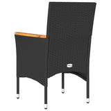 Garden Chairs with Cushions 2 pcs Black Poly Rattan - Close-Up Angle