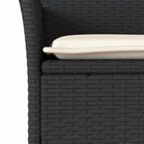 Garden Chairs with Cushions 2 pcs Black Poly Rattan - Low Angle