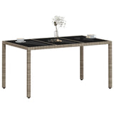 Garden Table with Glass Top Light Grey 150x90x75 cm Poly Rattan - Top-Down View