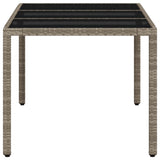 Garden Table with Glass Top Light Grey 150x90x75 cm Poly Rattan - Rear View