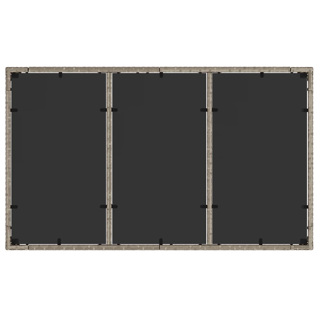 Garden Table with Glass Top Light Grey 150x90x75 cm Poly Rattan