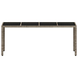 Garden Table with Glass Top Light Grey 190x90x75 cm Poly Rattan