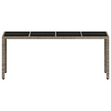 Garden Table with Glass Top Light Grey 190x90x75 cm Poly Rattan - 45-Degree Angle