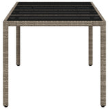 Garden Table with Glass Top Light Grey 190x90x75 cm Poly Rattan