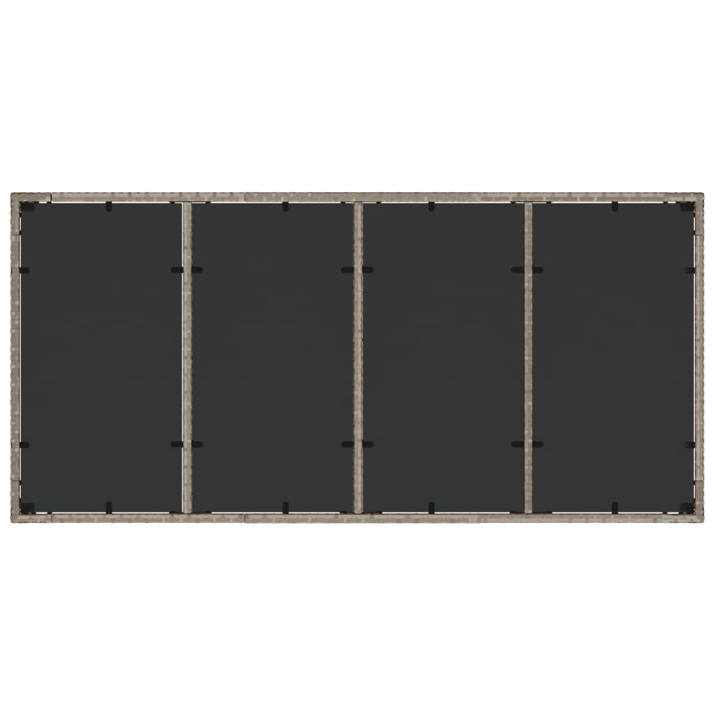 Garden Table with Glass Top Light Grey 190x90x75 cm Poly Rattan