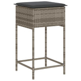 Garden Bar Stools with Cushions 2 pcs Grey Poly Rattan - Top-Down View