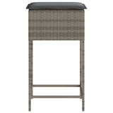 Garden Bar Stools with Cushions 2 pcs Grey Poly Rattan