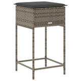 Garden Bar Stools with Cushions 2 pcs Grey Poly Rattan - Close-Up Angle