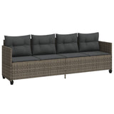 Sun Lounger with Cushions Grey?Poly Rattan