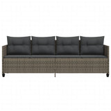 Sun Lounger with Cushions Grey?Poly Rattan