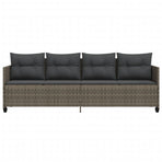 Sun Lounger with Cushions Grey Poly Rattan