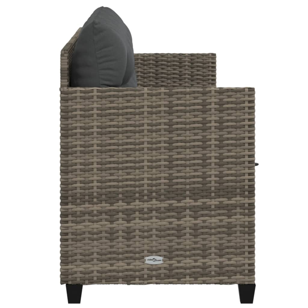 Sun Lounger with Cushions Grey?Poly Rattan
