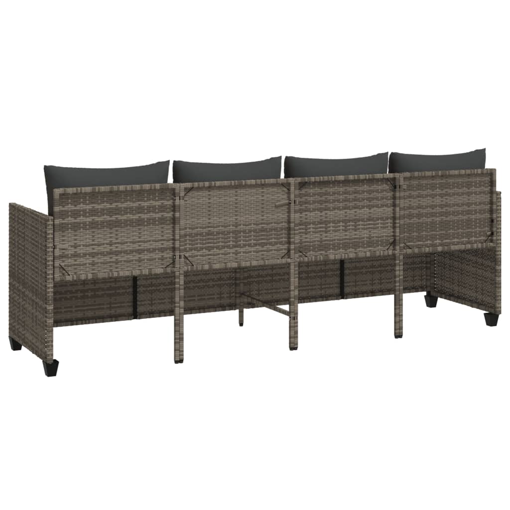 Sun Lounger with Cushions Grey?Poly Rattan