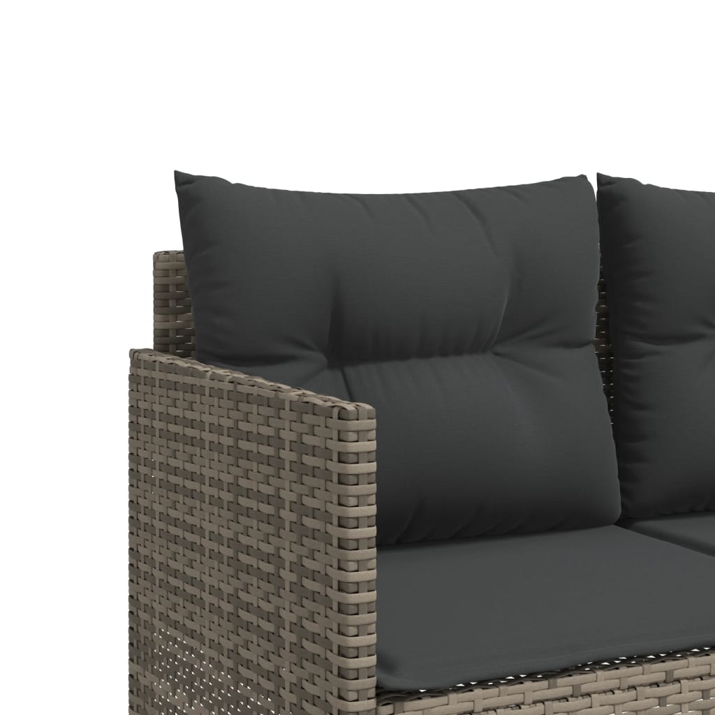 Sun Lounger with Cushions Grey?Poly Rattan