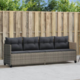 Sun Lounger with Cushions Grey?Poly Rattan