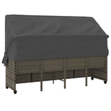Sun Lounger with Canopy and Cushions Grey?Poly Rattan
