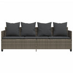 Sun Lounger with Cushions Grey Poly Rattan