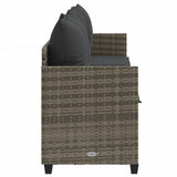 Sun Lounger with Cushions Grey?Poly Rattan