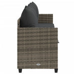 Sun Lounger with Cushions Grey Poly Rattan