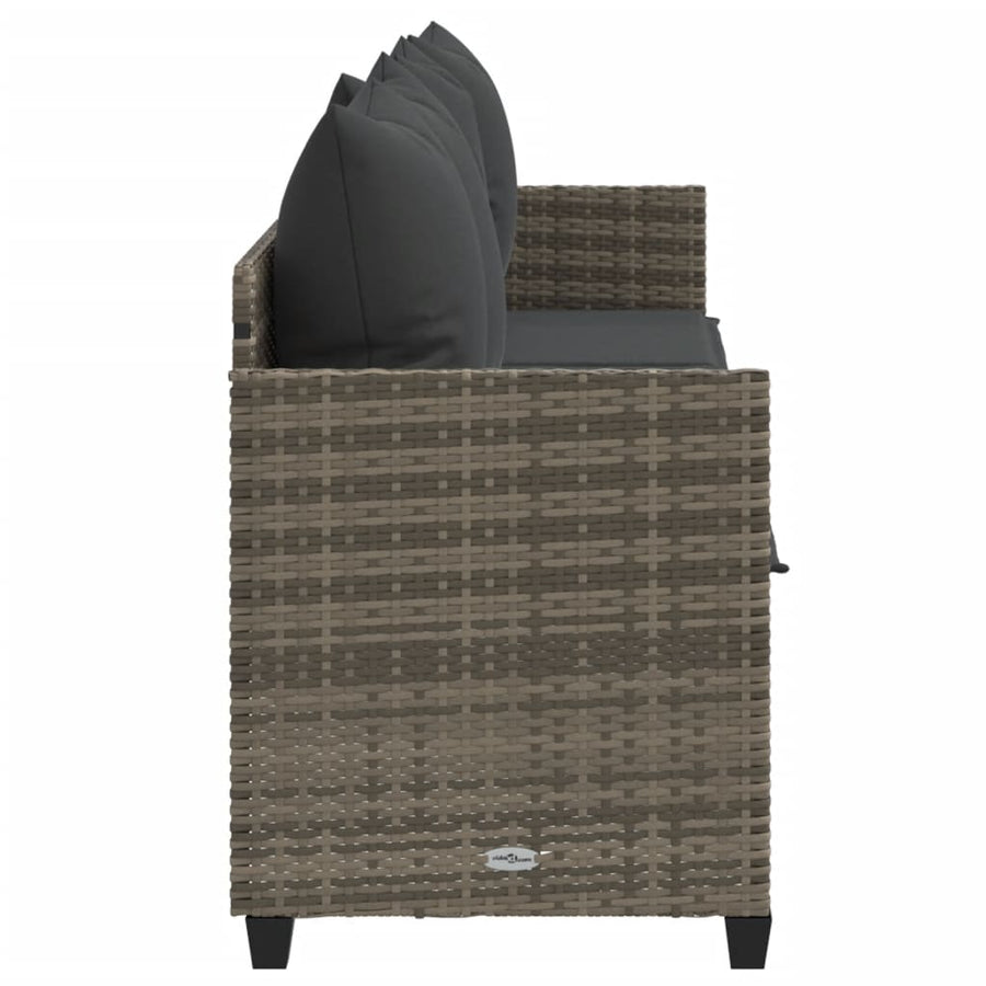 Sun Lounger with Cushions Grey Poly Rattan