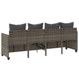 Sun Lounger with Cushions Grey?Poly Rattan
