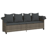 Sun Lounger with Canopy and Cushions Grey?Poly Rattan - Top-Down View