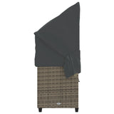 Sun Lounger with Canopy and Cushions Grey?Poly Rattan - Close-Up Angle