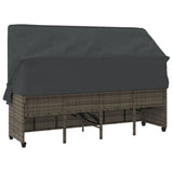 Sun Lounger with Canopy and Cushions Grey?Poly Rattan