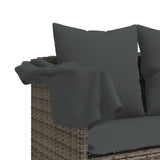 Sun Lounger with Canopy and Cushions Grey?Poly Rattan