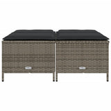 Garden Stools with Cushions 4 pcs Grey Poly Rattan