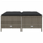Garden Stools with Cushions 4 pcs Grey Poly Rattan