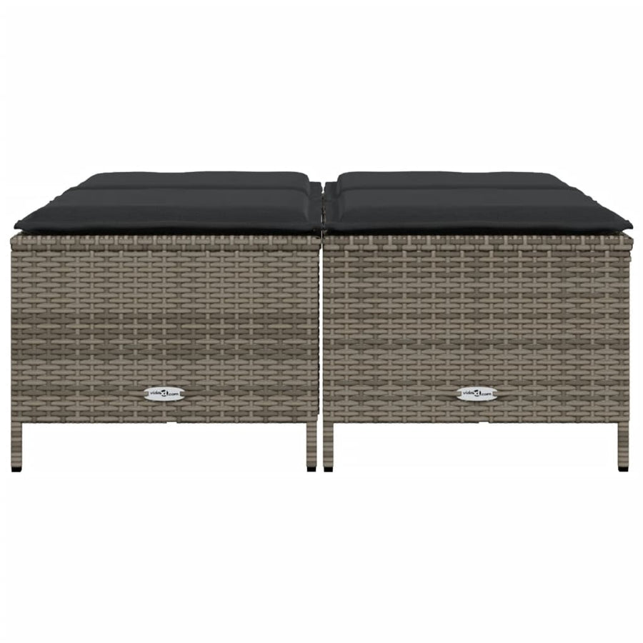 Garden Stools with Cushions 4 pcs Grey Poly Rattan
