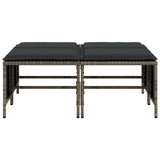 Garden Stools with Cushions 4 pcs Grey Poly Rattan